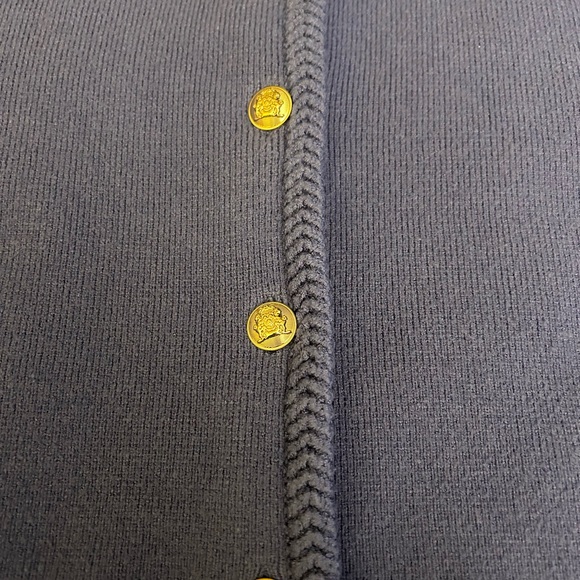 NWOT Ann Taylor Braided Trim Sweater Jacket Blue w Gold Buttons Sz Large - Picture 5 of 11